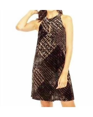 Veronica M Velvet Halter Keyhole Dress - Brown