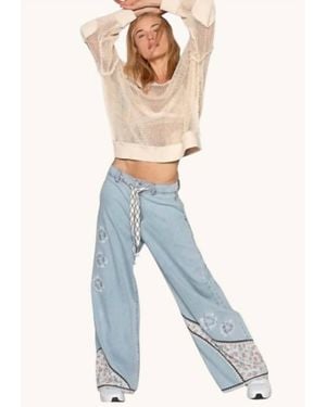 Pol Patchwork Wide Leg Jeans - Blue