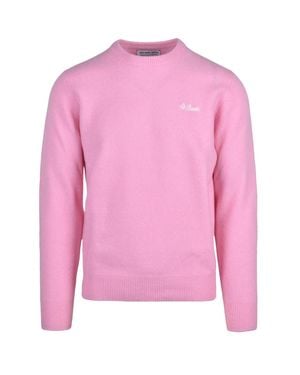 MC2 Saint Barth Classic Crewneck Wool Sweater With Embroidered Logo - Pink