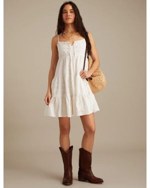 Lucky Brand Eyelet Mix Mini Dress - Natural