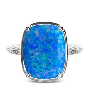 Sterling Forever Sterling Cobalt Opal Elongated Cushion Ring - Blue