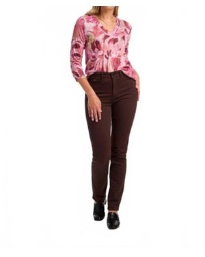 Fdj Thana Three Quarter Sleeve V-Neck Top - Red