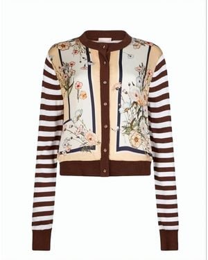 Liu Jo Striped Twill Insert Knitwear Cardigan - White