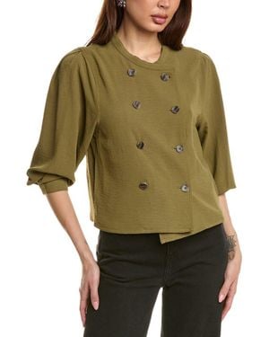 Vince Camuto Double Breasted Top - Green