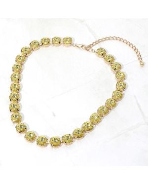 Fashnzfab Secret Box_Round Faceted Stone Cluster Link Evening Necklace - Metallic