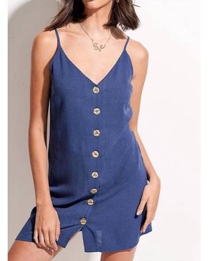 Le Miel Button Down Mini Dress - Blue