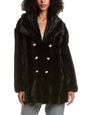 Joseph Ribkoff Faux Fur Textured Coat - Black