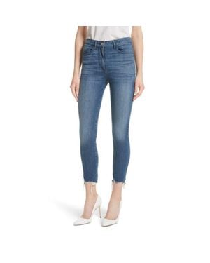 3x1 3 X 1 W3 Remo Crop Skinny Jeans Fringed Edges - Blue