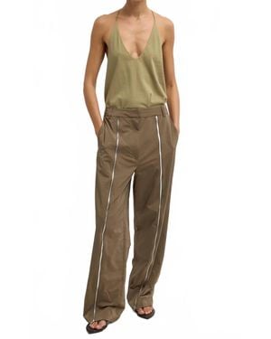 Tibi Nylon Zipper Trouser - Brown