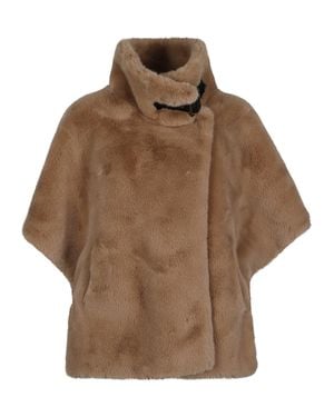 Pinko New Comodino Faux Fur Polyester Cape - Brown