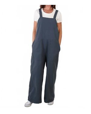 TEAK Lola Wide Leg Overalls - Blue