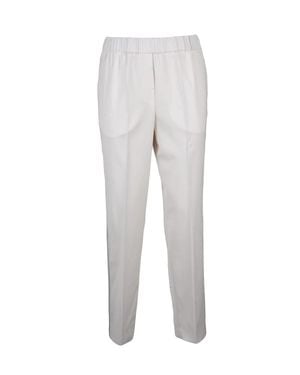 Peserico Stretch Virgin Wool Embroidered Formal Pants - Gray