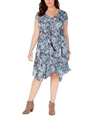 Style & Co. Petite Drawstring Waist Dress - Blue