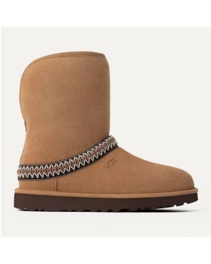 UGG Classic Short Crescent 1161770-Che Chestnut Ankle Boots Rhs7092 - Brown