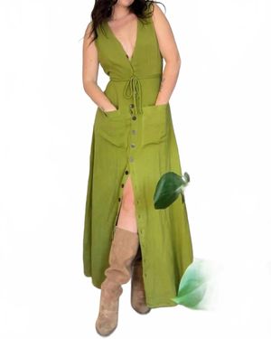 Gardenbelle Organic Core Style Bamboo Button Down Dress - Green