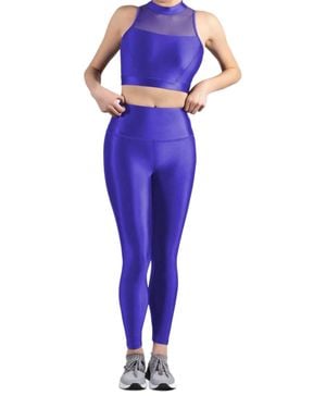 Bloch Mirella Glow High Neck Crop Top - Blue