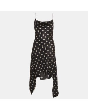 Nicholas Polka Dot Satin Draped Galira Dress - Black
