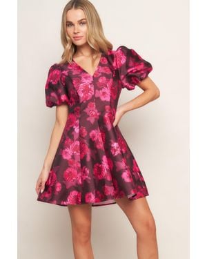 TRUEDAMES Bloom Rhapsody Woven Mini Dress - Red