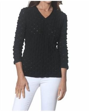 J'Envie/Eli Textured V Neck Top - Black