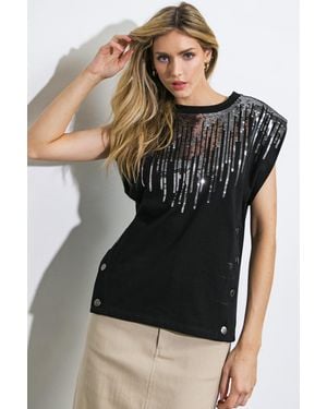 TRUEDAMES Petite Treasure Knit Top - Black