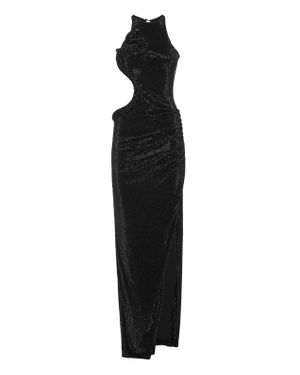 Philipp Plein Long Dress Strass Snake - Black