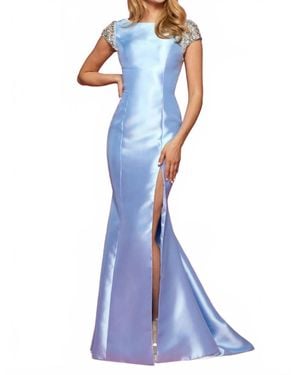 Sherri Hill Mikado Embellished Gown - Blue