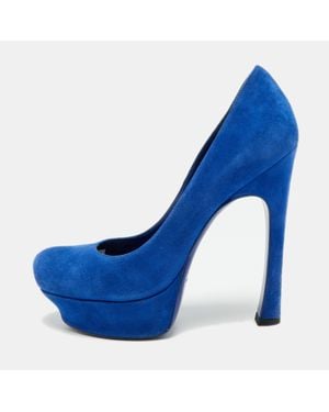 Saint Laurent Saint Laurent Palais Size 39 Leather Platform Pumps - Blue