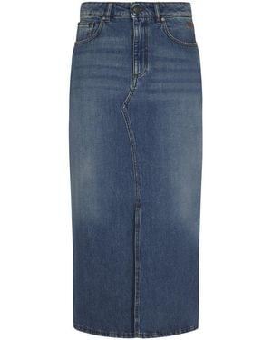 MSGM A-Line Denim Maxi Skirt - Blue