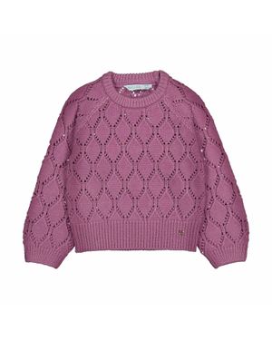 Abel & Lula Girl's Openwork Glitter Sweater - Purple
