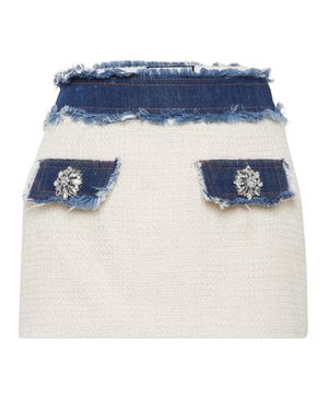 Philipp Plein Tweed Denim Mini Skirt - Blue