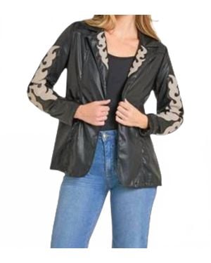 Rock & Roll Denim Two Tone Pleather Jacket - Black