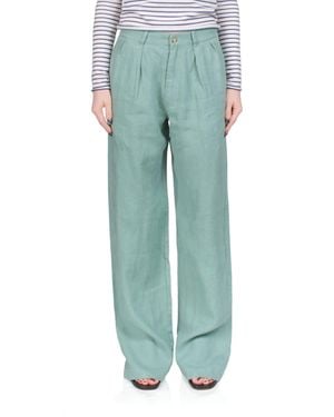 Denimist Double Pleat Wide Leg Chino Pants - Green