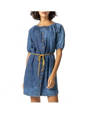 Lilla P Belted Button Down Dress - Blue