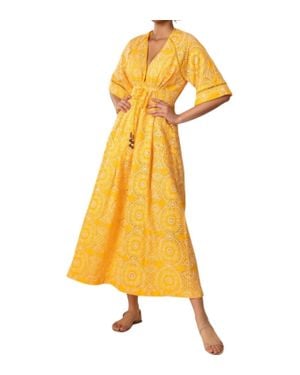 Shoshanna Eyelet Gazelle Caftan Dress - Yellow