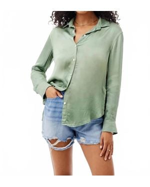 Bella Dahl Silky Slit Button Down Shirt - Green