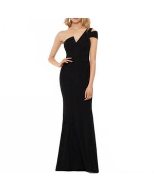 Betsy & Adam One Shoulder Scuba Crepe Dress - Black