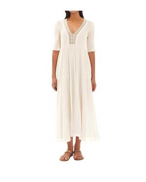 Haris Cotton Textured Cotton Dress - Natural