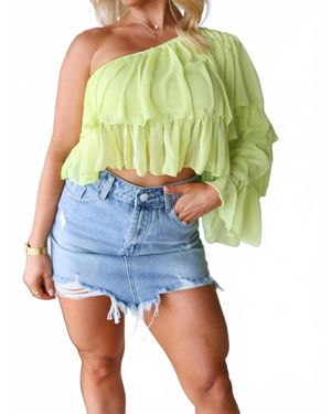 Idem Ditto One Shoulder Tiered Sleeved Top - Blue