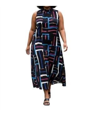 Joseph Ribkoff Geo Print Sleeveless Maxi Dress - Blue