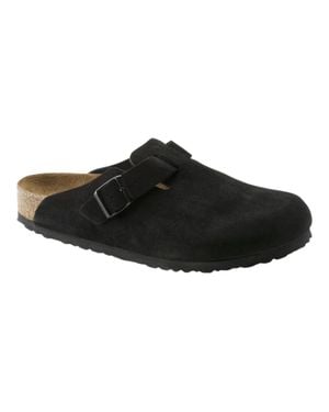 Birkenstock Boston Soft Footbed Suede Clogs - Black