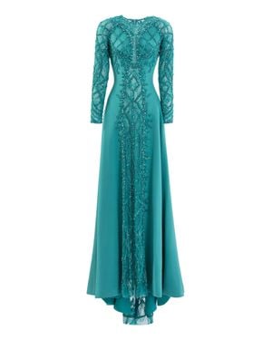 Saiid Kobeisy Embroidered Geometric Crepe Dress - Green