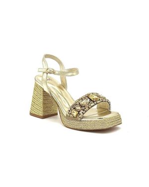 Exe' Embellished Platform Heel - Metallic