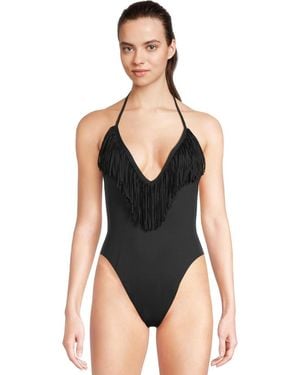 LSPACE L*Space Desert Days Swimsuit Stretch Fringe One-Piece Red311 - Black