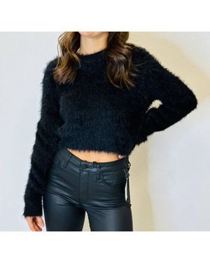 Sadie & Sage Nicks Feather Yarn Sweater - Black