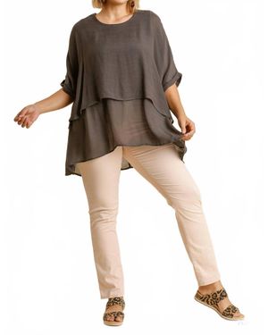 Umgee Layered Tunic Top - Gray