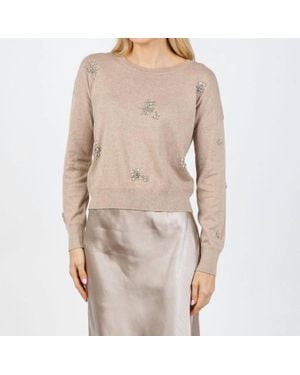 J. Society Ariana Brooch Crew Sweater - Natural