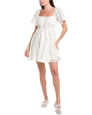Ganni Embroidered Mini Dress - White