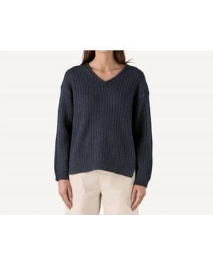 Patagonia Recycled Wool-Blend V-Neck Sweater - Blue