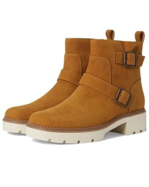 Vionic Folsom J0744L4202 Moto Boots Wheat Leather Block Heel Zogg1867 - Brown
