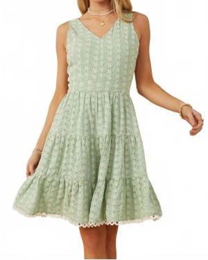 Hayden LA Floral Eyelet Lace Trim Dress - Green